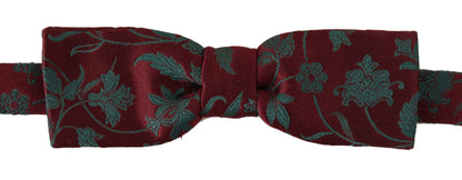 Dolce & Gabbana Maroon Pattern Adjustable Neck Papillon Bow Tie