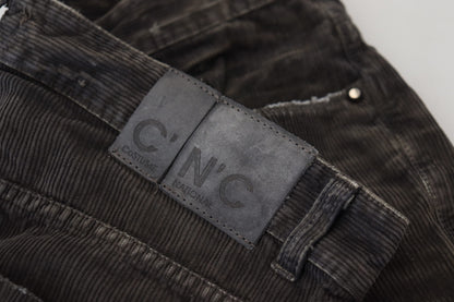 Costume National Stylish Gray Corduroy Denim Jeans