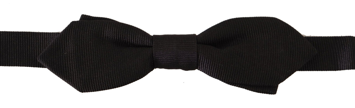 Dolce & Gabbana Black Solid 100% Silk Adjustable Neck Papillon Tie