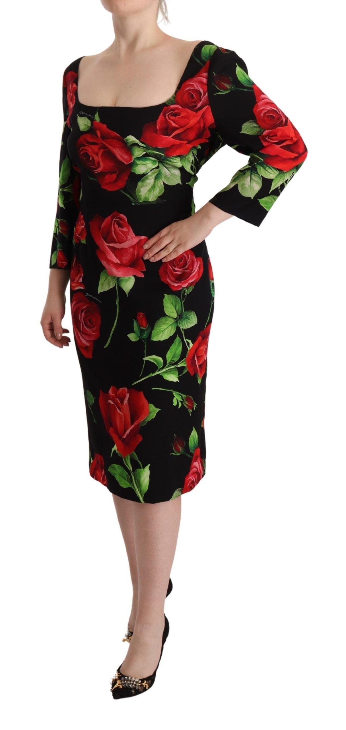 Dolce & Gabbana Elegant Floral Print Silk Sheath Dress