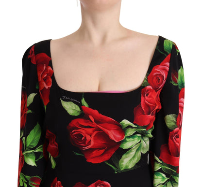 Dolce & Gabbana Elegant Floral Print Silk Sheath Dress