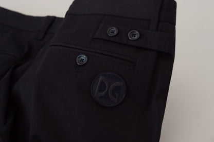 Dolce & Gabbana Blue Stretch Cotton Slim Trousers Chinos Pants