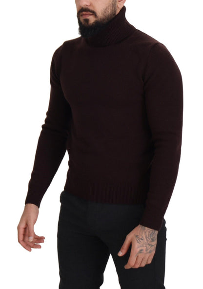 Dolce & Gabbana Brown Wool Turtle Neck Pullover Sweater