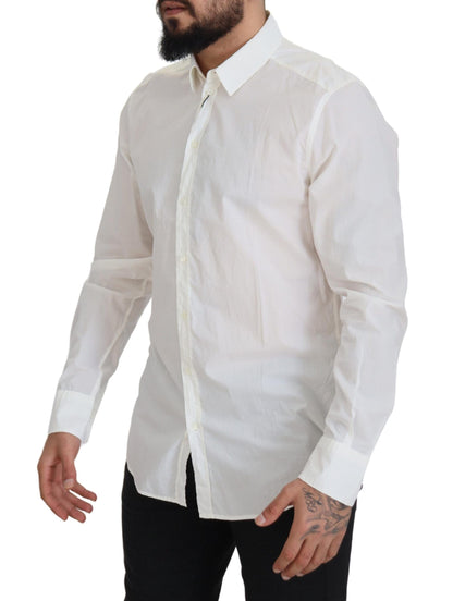 Dolce & Gabbana White Cotton Slim Fit Dress Shirt