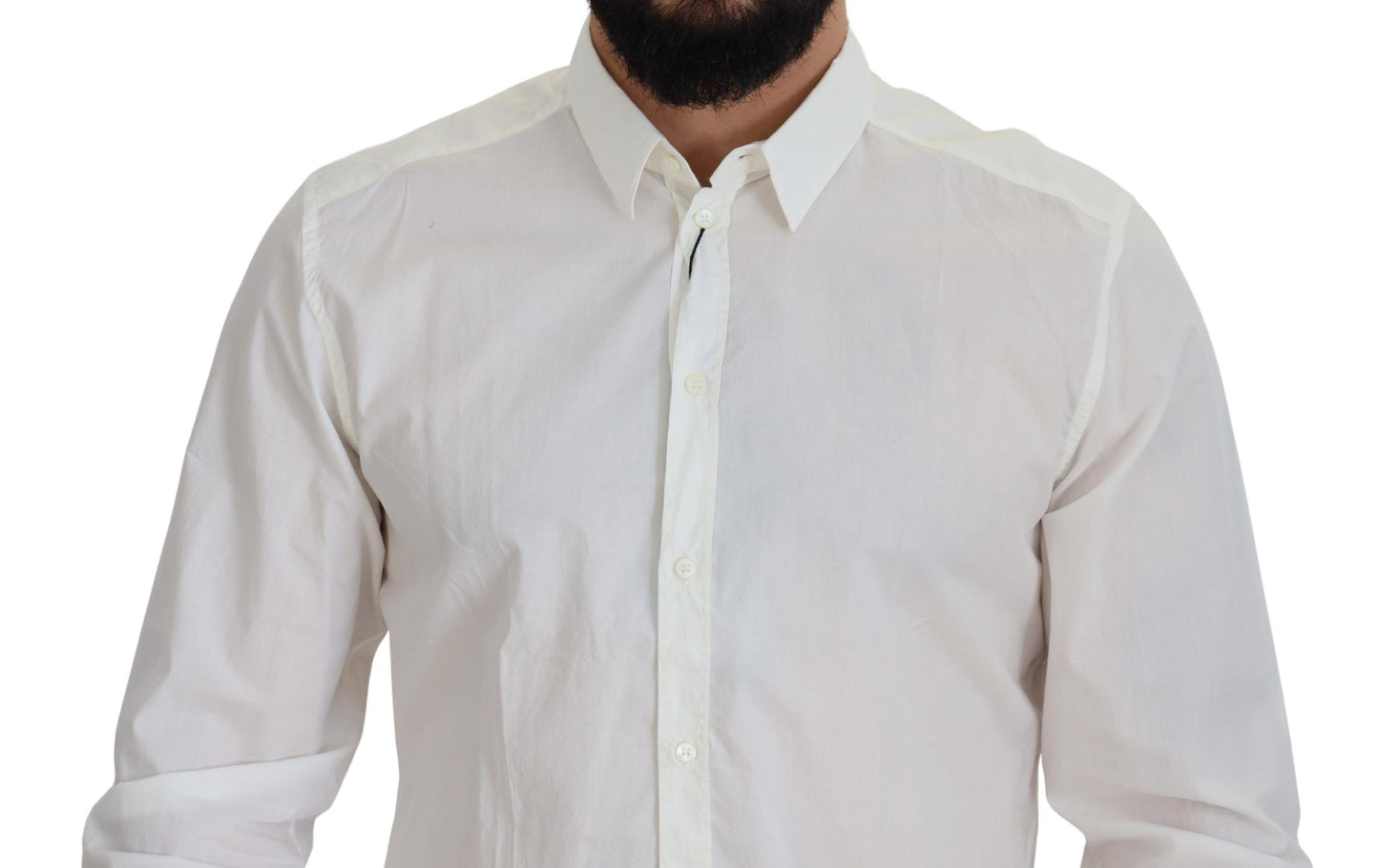 Dolce & Gabbana White Cotton Slim Fit Dress Shirt