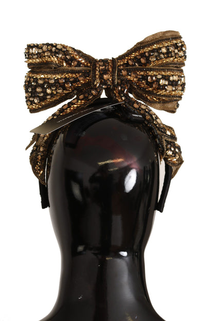 Dolce & Gabbana Elegant Gold Embellished Silk Diadem