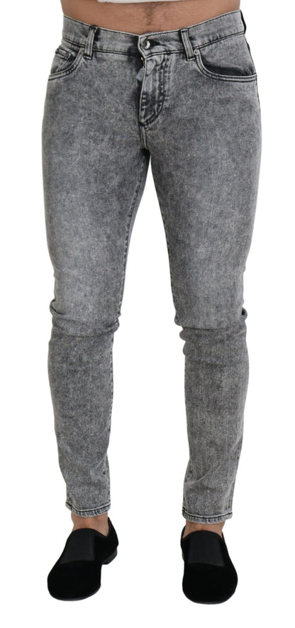Dolce & Gabbana Gray Slim Fit Wash Stretch Cotton Denim Jeans