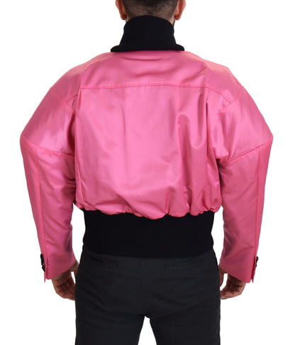 Dolce & Gabbana Nylon Pink Men Full Zip Bomber Jacket