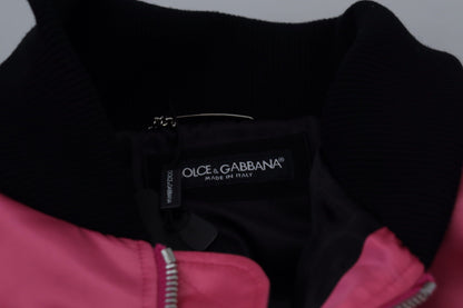 Dolce & Gabbana Nylon Pink Men Full Zip Bomber Jacket