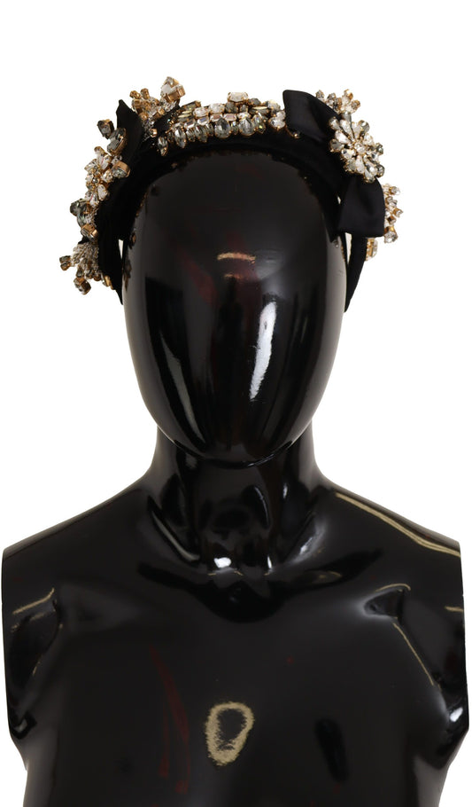 Dolce & Gabbana Clear Crystal Embellished Silk Fiocco Diadem Headband