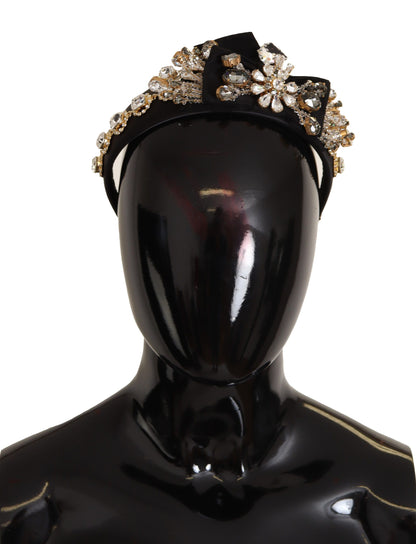 Dolce & Gabbana Clear Crystal Embellished Silk Fiocco Diadem Headband