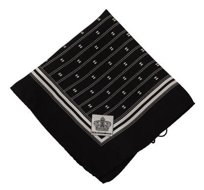 Dolce & Gabbana Black Patterned Silk Square Handkerchief Scarf
