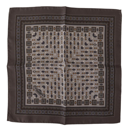 Dolce & Gabbana Brown Silk Pocket Square Handkerchief Scarf