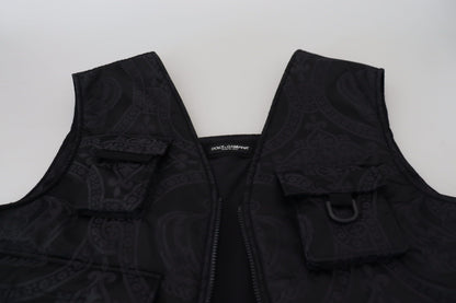 Dolce & Gabbana Black Nylon Full Zip Sleeveless Jacket