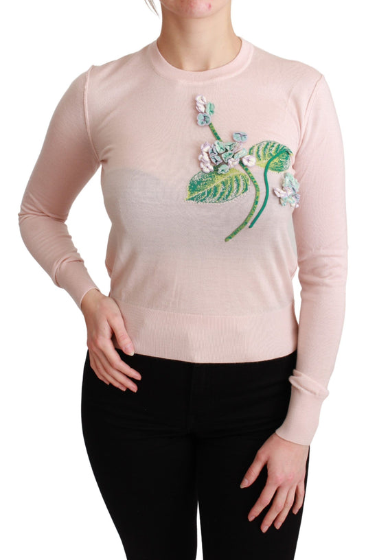 Dolce & Gabbana Silk Blend Floral Embroidered Sweater