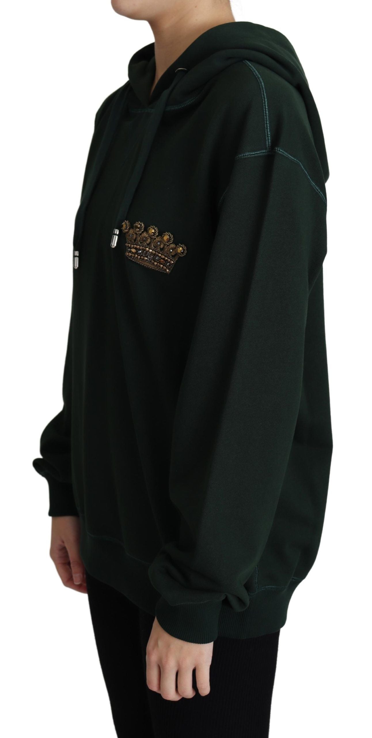 Dolce & Gabbana Dark Green Crown Embroidery Hoodie