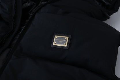 Dolce & Gabbana Sleek Black Hooded Short Sleeve Jacket
