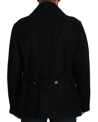 Dolce & Gabbana Black Wool Trench Overcoat Jacket