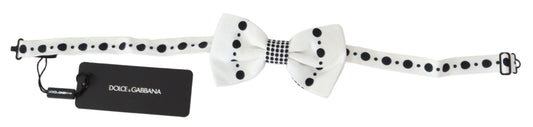 Dolce & Gabbana Elegant White Dotted Silk Bow Tie