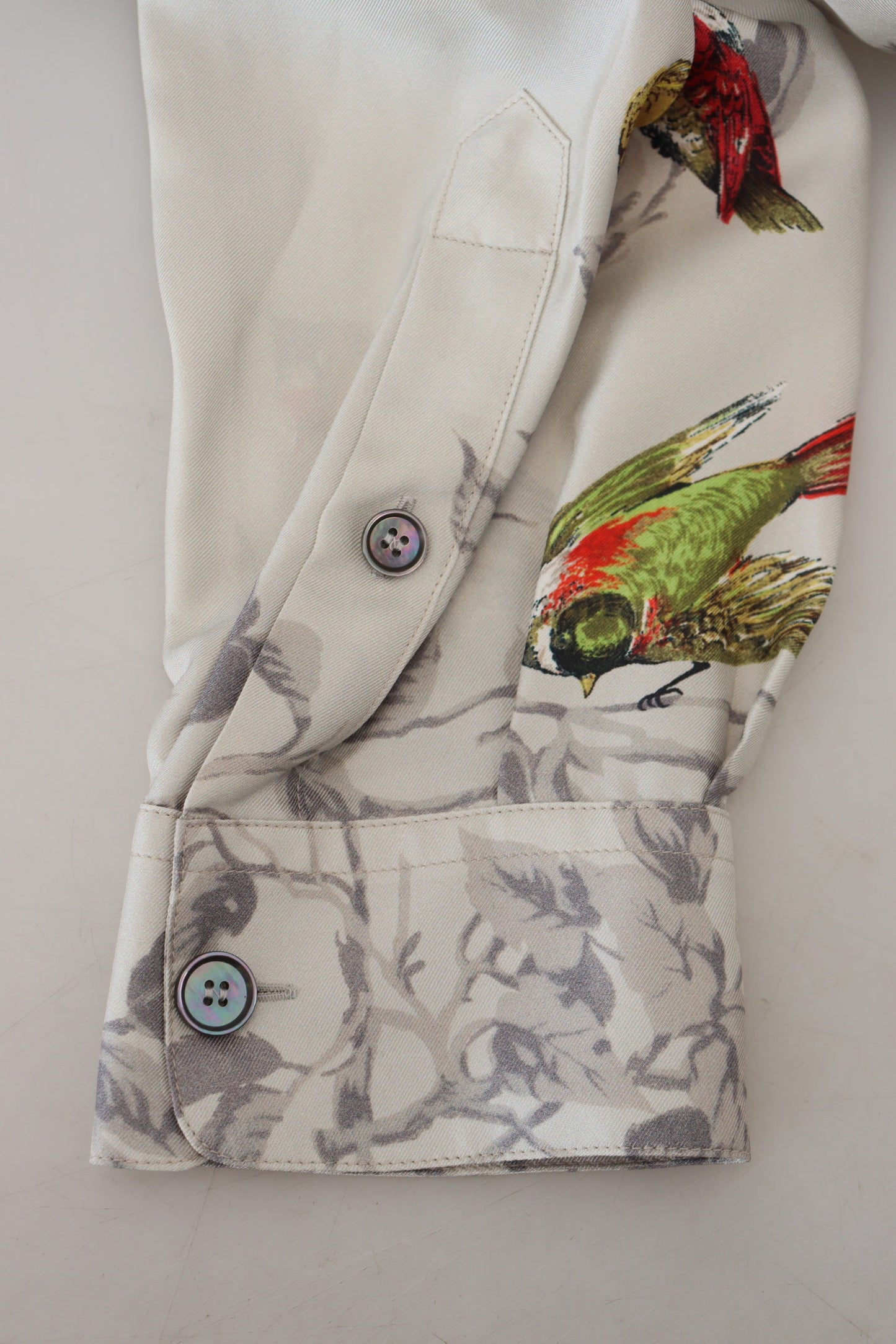 Dolce & Gabbana Elegant Silk Bird Print Casual Shirt