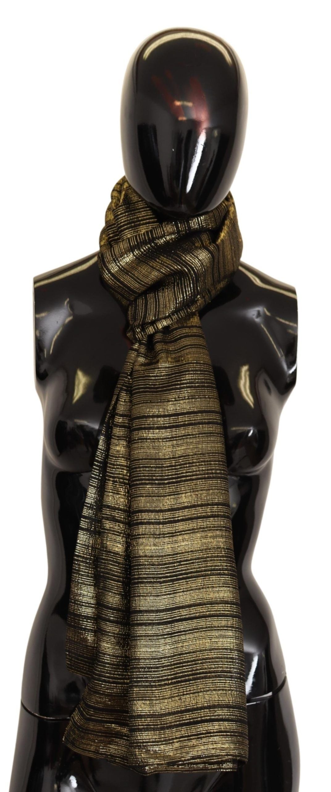 Dolce & Gabbana Metallic Gold Silk Stretch Shawl Wrap Scarf