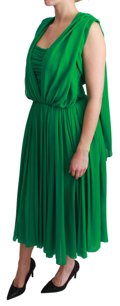 Dolce & Gabbana Elegant Sleeveless Pleated Silk Maxi Dress