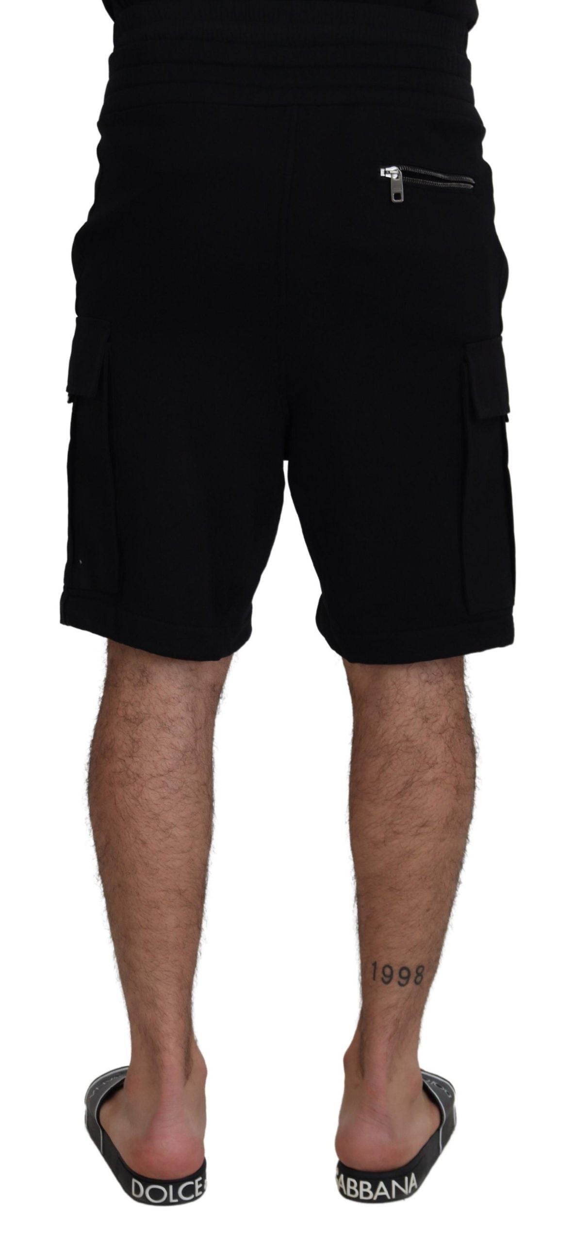 Dolce & Gabbana Black Cotton Bermuda Cargo Shorts