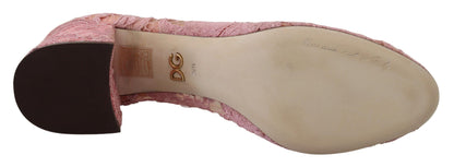 Dolce & Gabbana Pink Taormina Lace Crystal Pumps Pastel Shoes