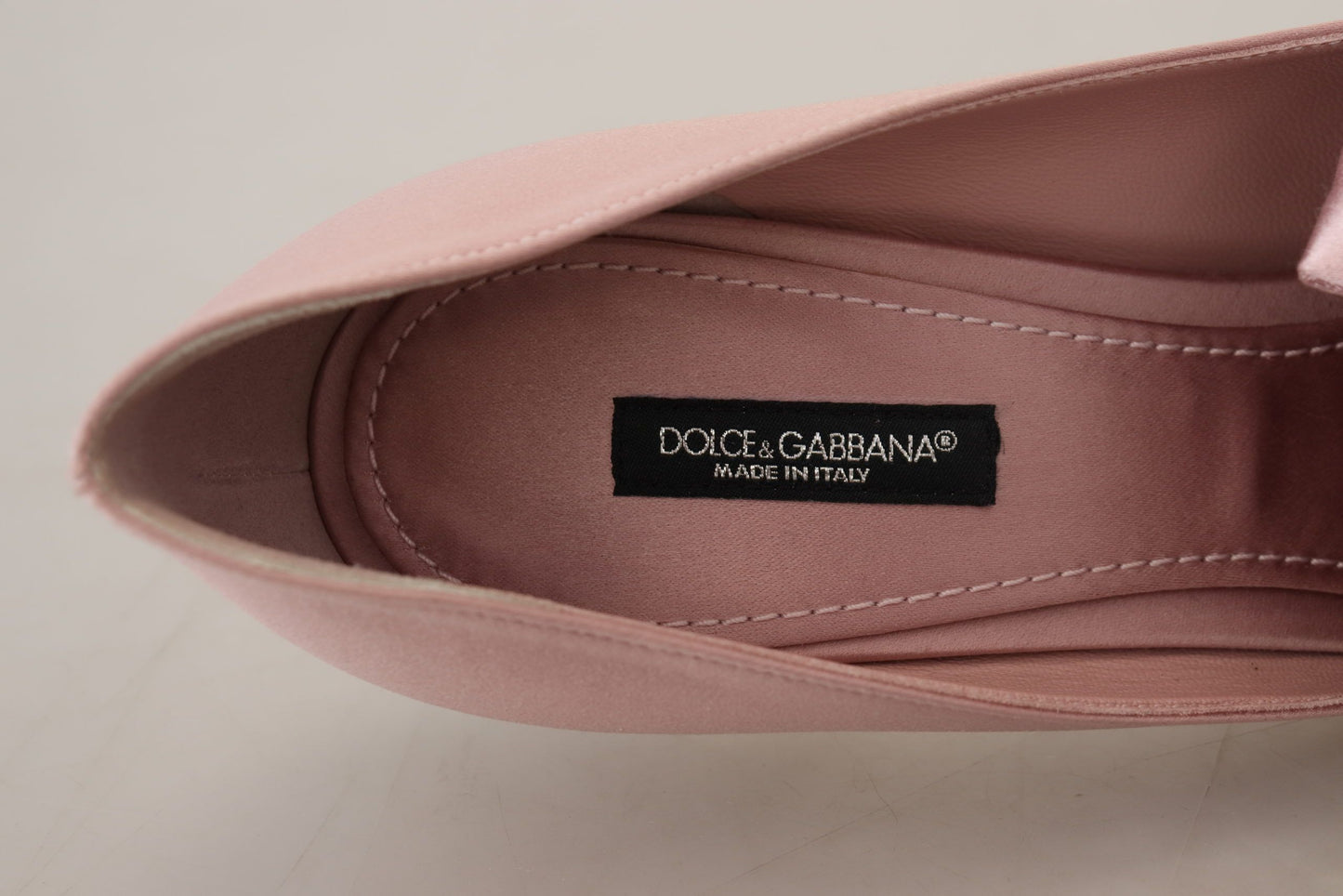 Dolce & Gabbana Pink Silk Clear Crystal Pumps Classic Shoes
