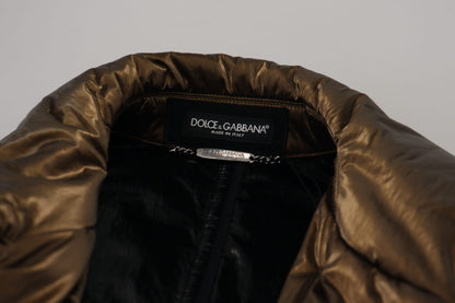 Dolce & Gabbana Bronze Nylon Collar Double Breasted Jacket