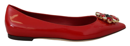 دولتشي آند غابانا حذاء لوفر كريستال من جلد الغزال الأحمر - أناقة رائعة