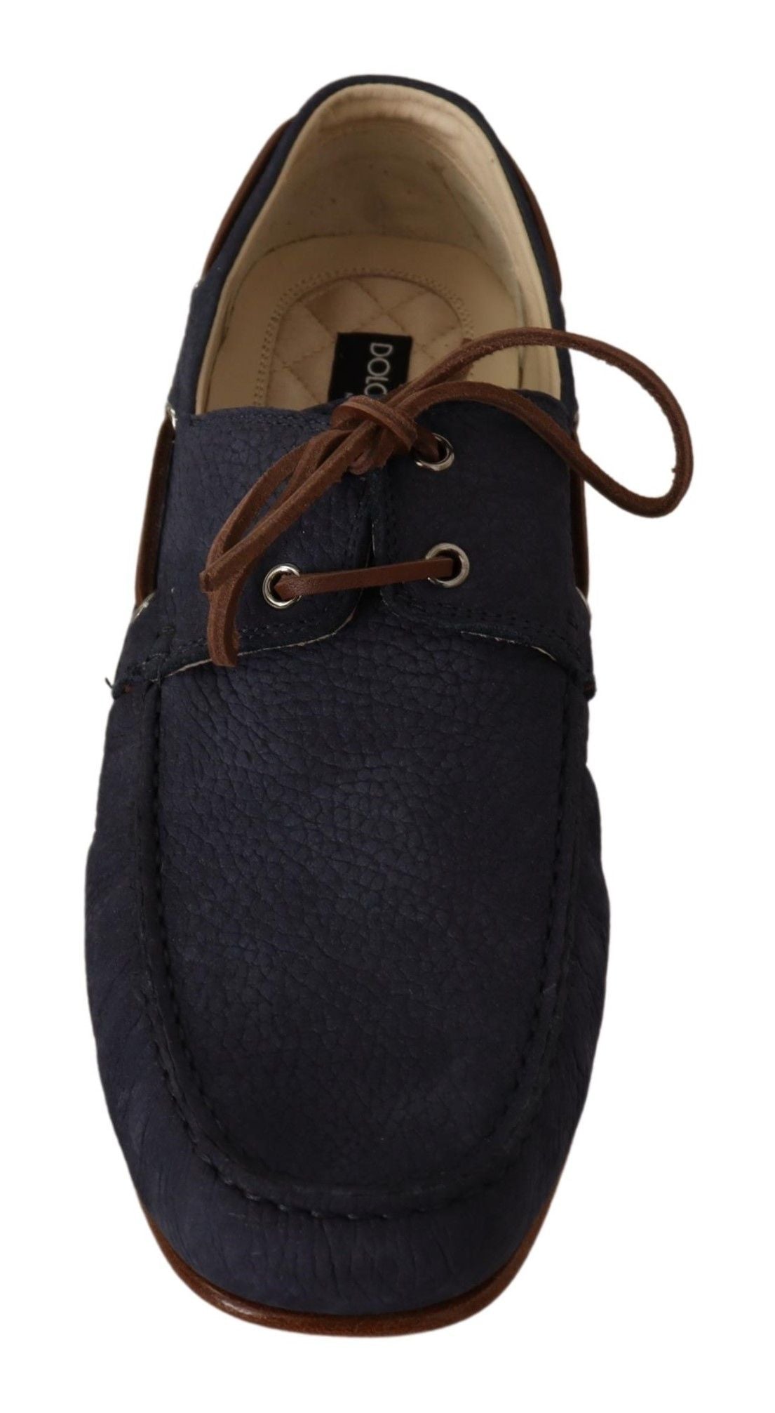 Dolce & Gabbana Elegant Blue & Brown Leather Boat Shoes