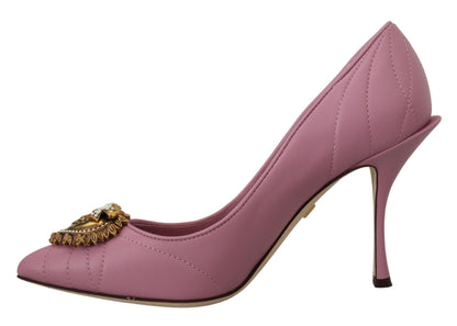 Dolce & Gabbana Pink Leather Heart DEVOTION Heels Pumps Shoes