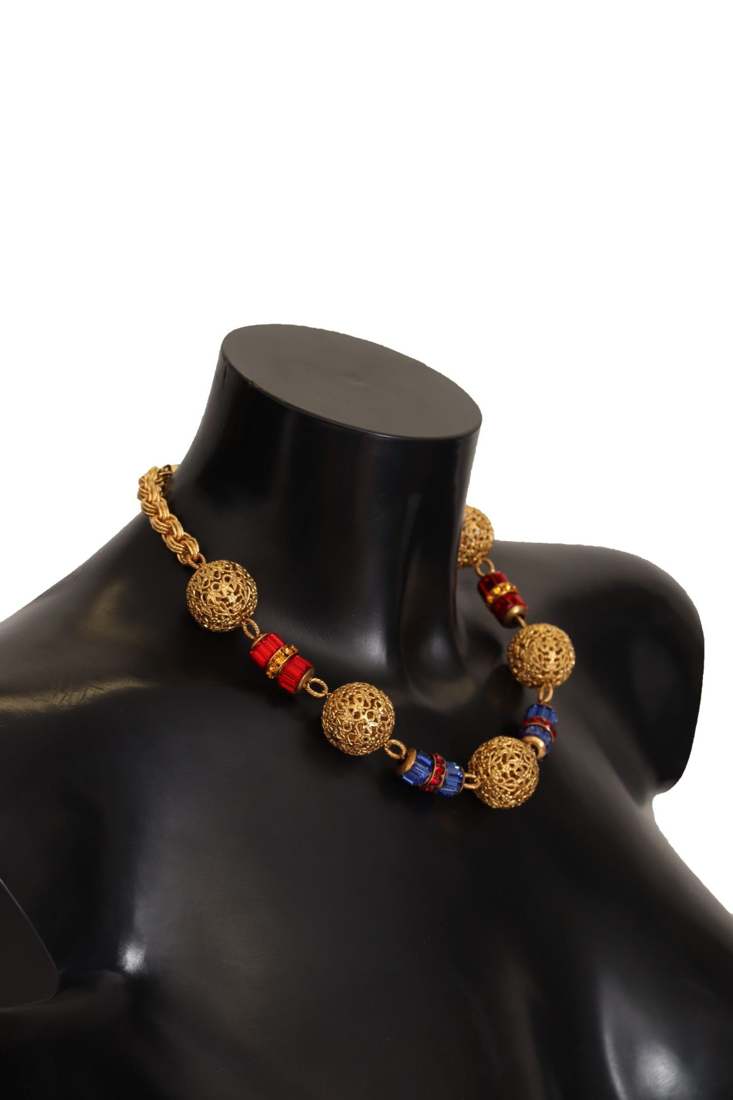 Dolce & Gabbana Elegant Gold Crystal Sphere Necklace