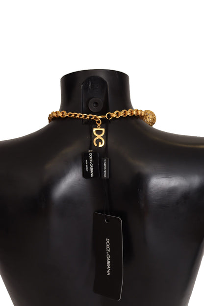 Dolce & Gabbana Elegant Gold Crystal Sphere Necklace