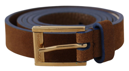 Dolce & Gabbana Elegant Suede Leather Belt with Logo Engraved Buckle
