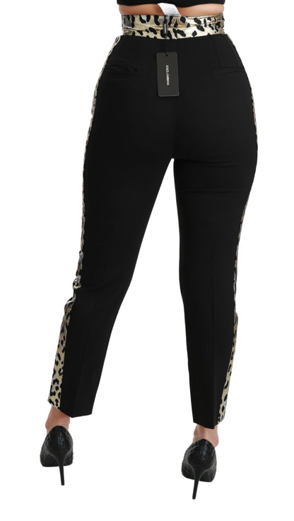 Dolce & Gabbana Gold Leopard Jacquard High Waist Pants