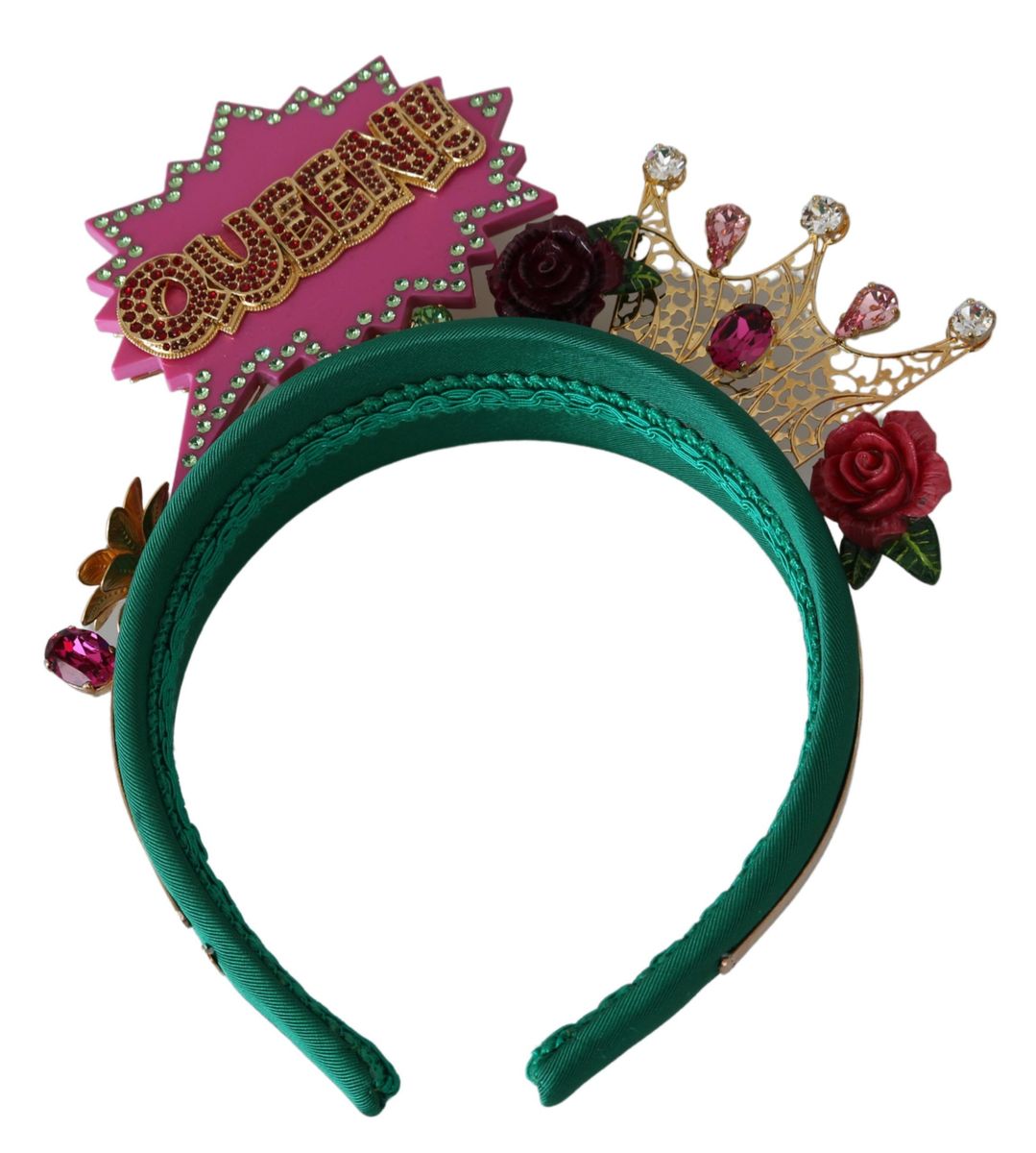 Dolce & Gabbana Green Pink Crystal FUMETTI CARTOONS Diadem Headband