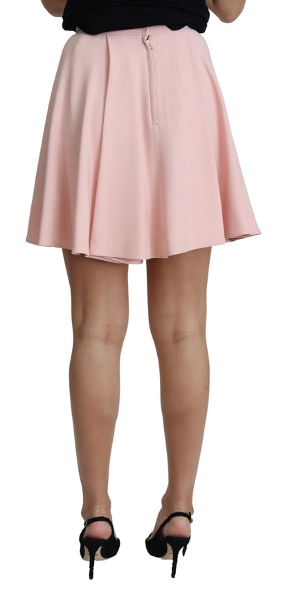 Dolce & Gabbana Pink Tuck Pleat Flare A-line Mini Rayon