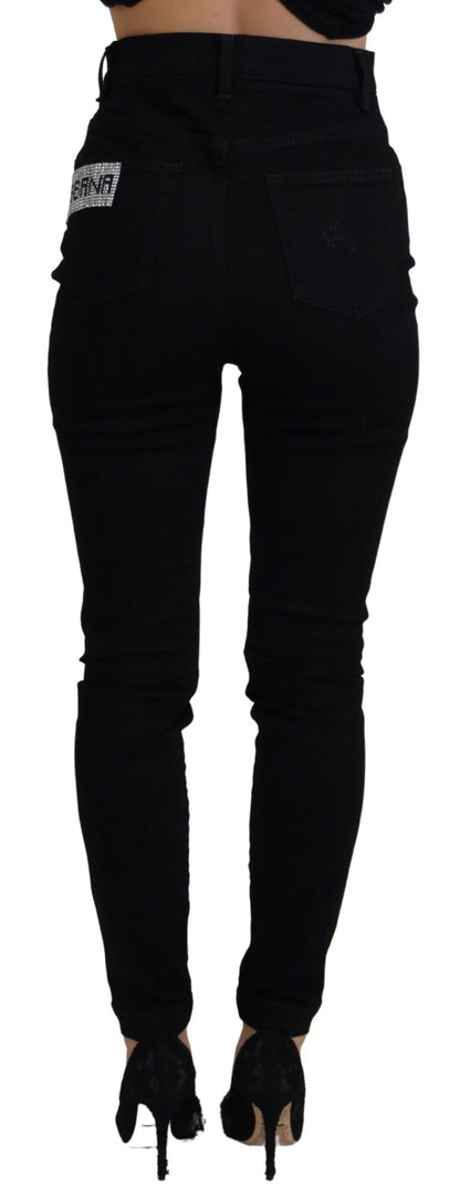 Dolce & Gabbana Chic High Waist Slim Fit Black Jeans