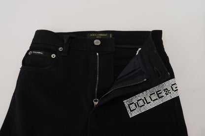 Dolce & Gabbana Chic High Waist Slim Fit Black Jeans