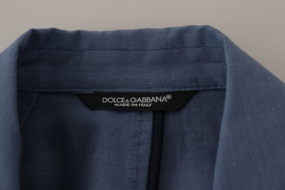 Dolce & Gabbana Blue Single Breasted Logo Blazer Jacket