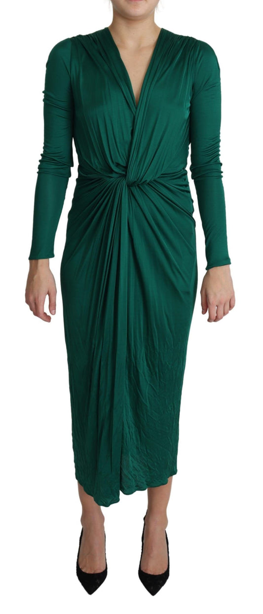 Dolce & Gabbana Emerald Elegance Bodycon Midi Dress