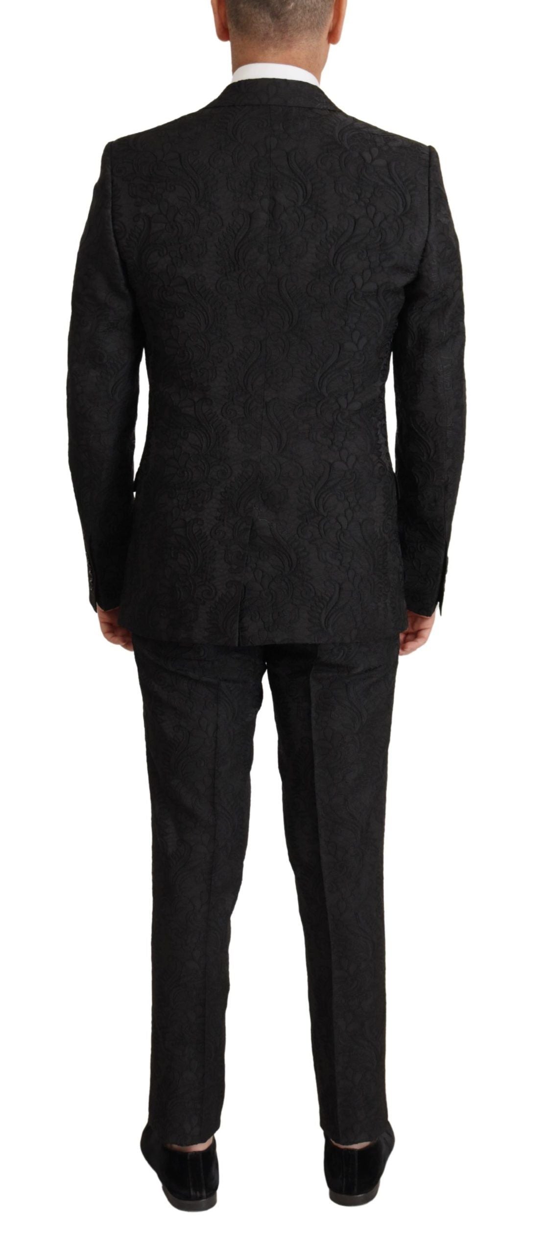 Dolce & Gabbana Black Brocade Formal 2 Piece MARTINI Suit