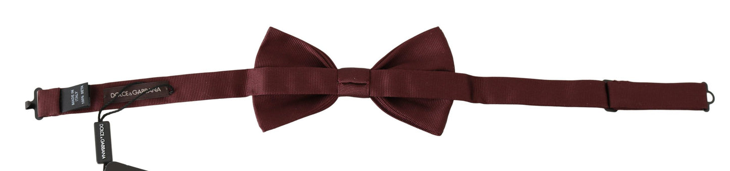 Dolce & Gabbana Maroon 100% Silk Jacquard Men  Bow Tie Papillon