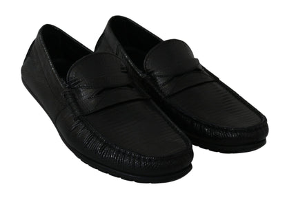 Dolce & Gabbana Exquisite Black Lizard Leather Loafers