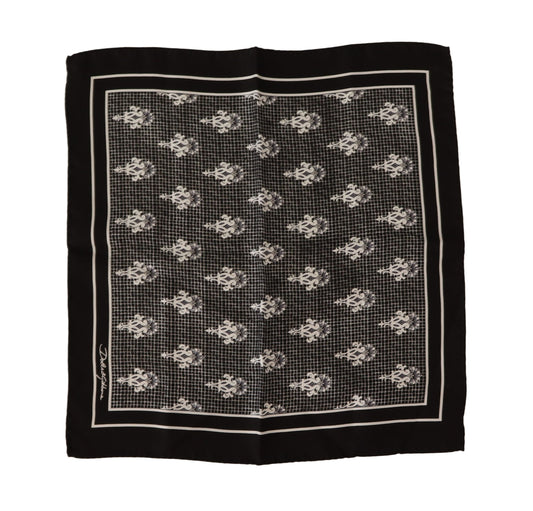 Dolce & Gabbana Black Patterned Square Men Handkerchief Scarf
