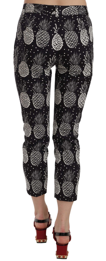 Dolce & Gabbana Black Pineapple Print Skinny Capri Pants