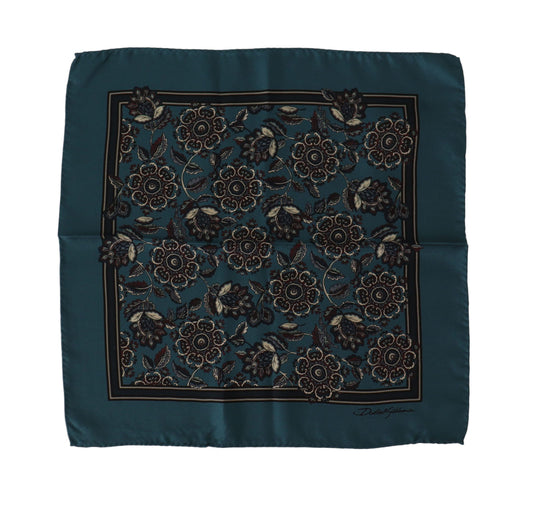 Dolce & Gabbana Blue Floral Silk Square Handkerchief Scarf