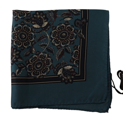 Dolce & Gabbana Blue Floral Silk Square Handkerchief Scarf